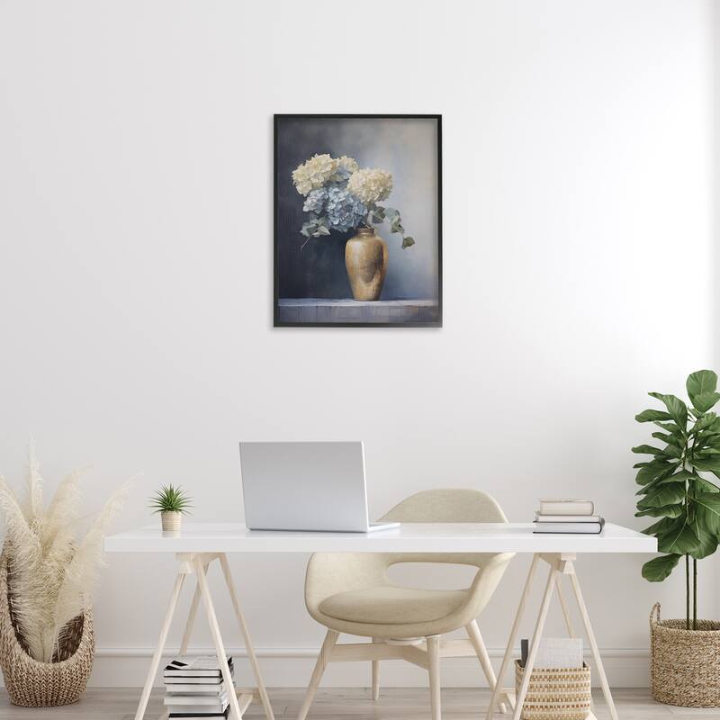 Stupell Subtle Hydrangeas in Vase Framed Giclee Art Design By Arlington Prints