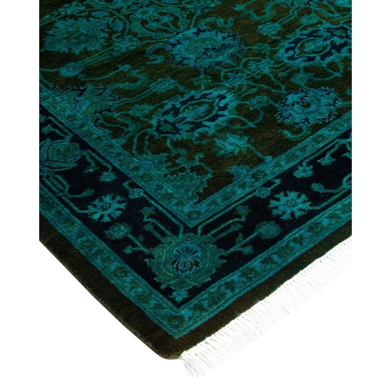 Overton Hand Knotted Wool Vintage Inspired Modern Contemporary Overdyed Black Area Rug - 2' 8" x 4' 4"