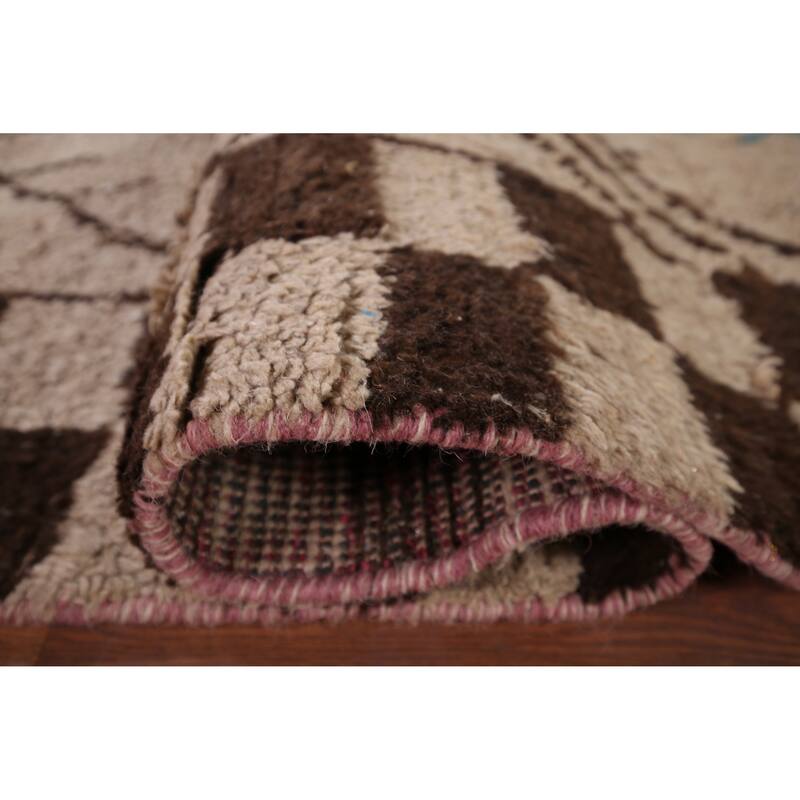 Hand Knotted Oriental 100% Wool Carpet Modern Tribal Beige & Ivories Moroccan Area Rug - 10' 3'' X 7' 6''