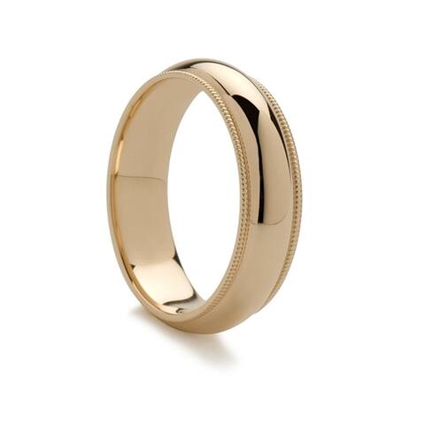 14k Yellow Gold Domed Ring with Dual Milgrain Edges - 8mm