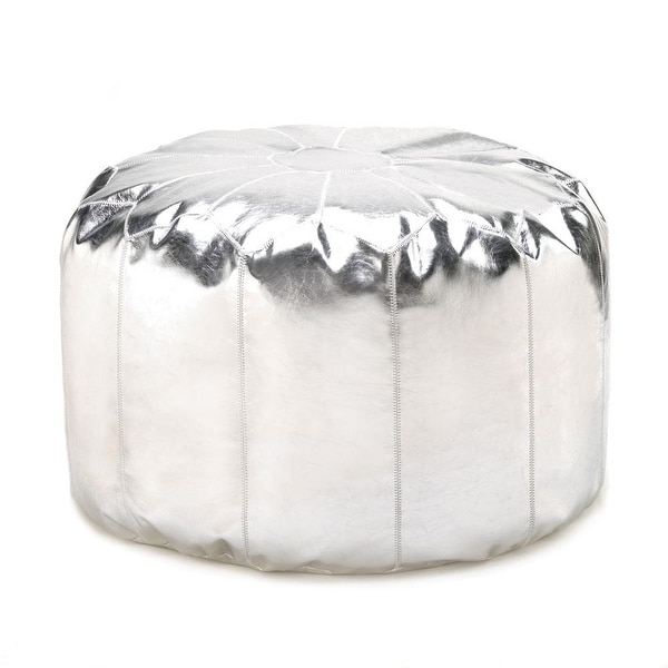 Home Silver Pouf Ottoman