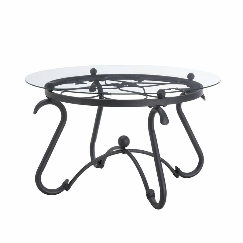 2-Piece Tempered Glass Coffee Table Set - Round End Side Table with Sturdy Construction"