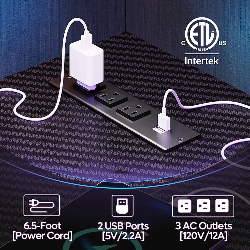48inch L shaped computer desk with power outlet , Led Gaming desk with Monitor stand
