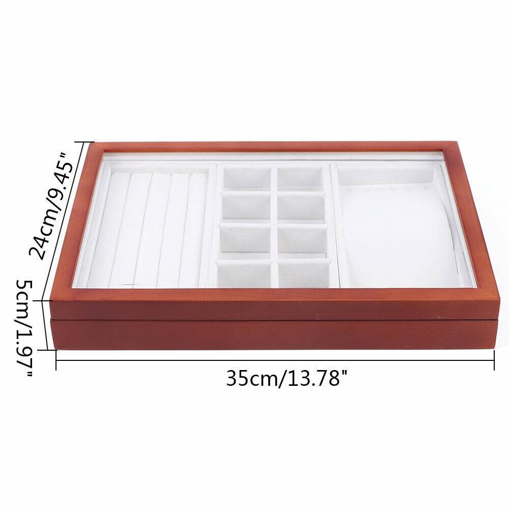Collan Jewelry Box Wooden Organizer Ring Earring Display Case Box 1