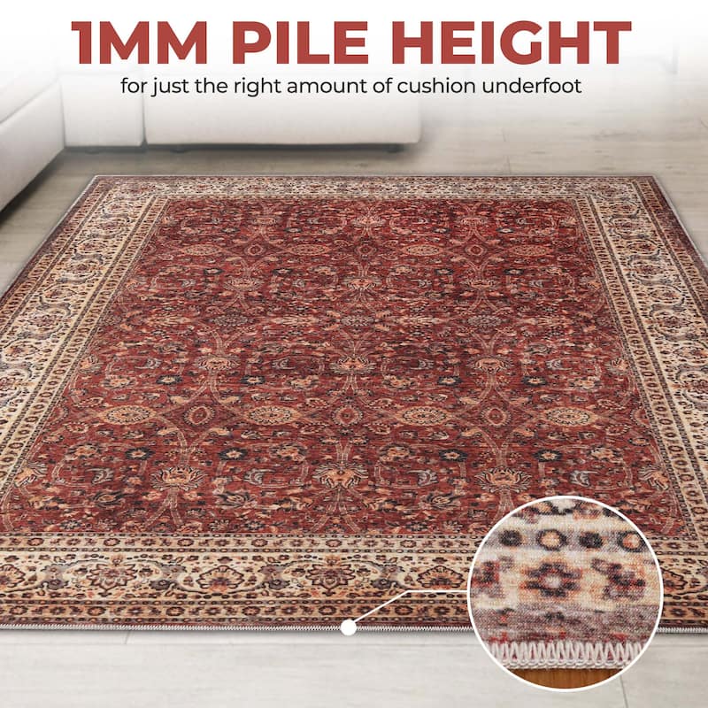 Superior Toucan Medallion Non-Slip Washable Indoor Area Rug