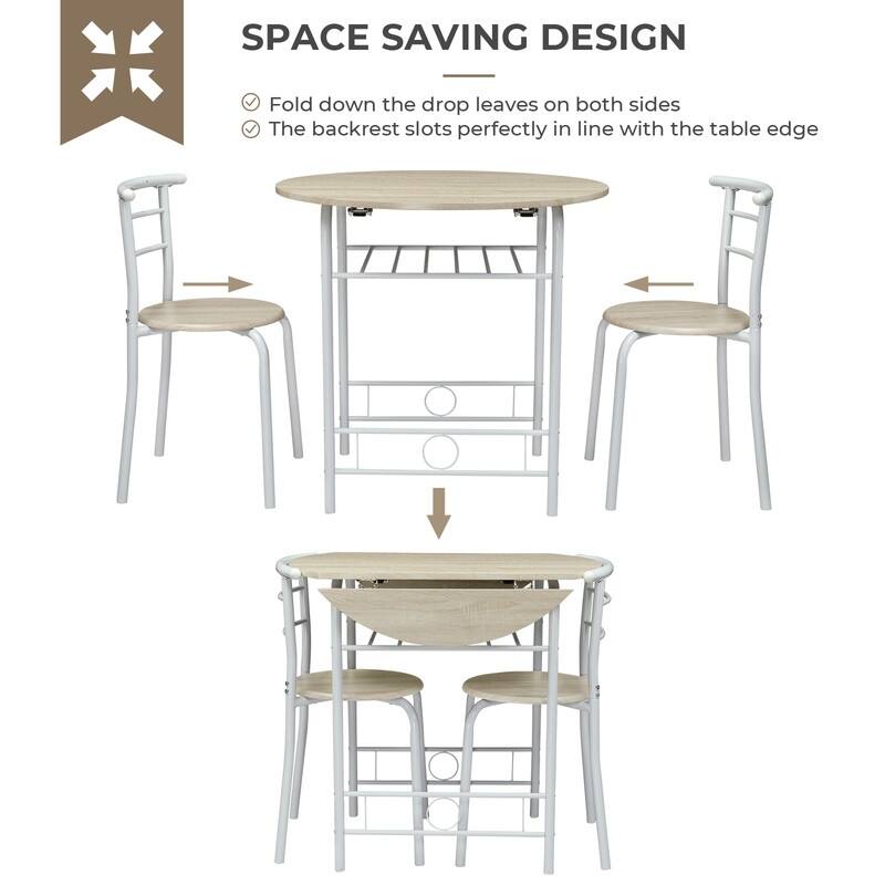 31.5" Drop Leaf Dining Table for Small Space,Small Kitchen Table Set for 2