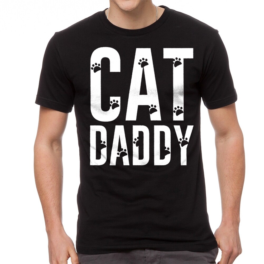 Shop Cat Daddy Dog Footprints Cool Men S Black T Shirt Overstock