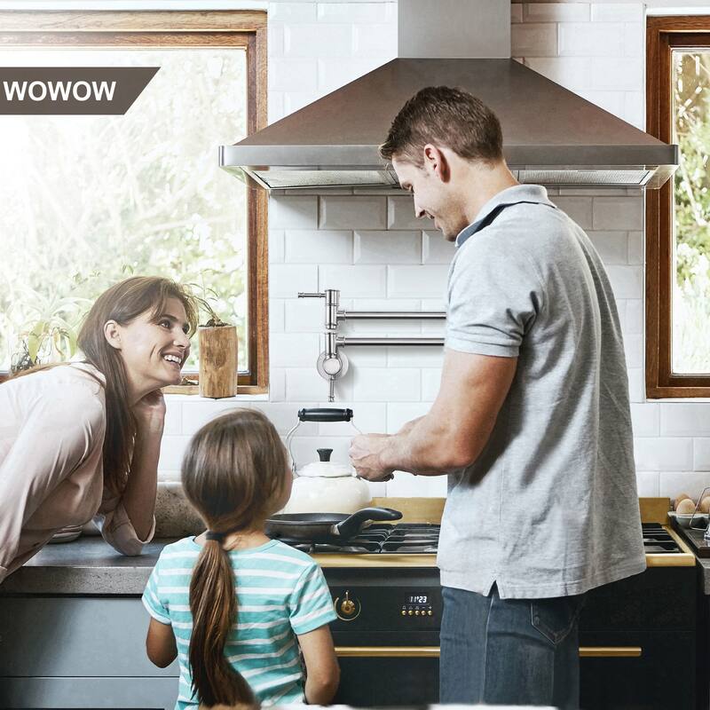 WOWOW 23.5-inch Wall Mount Pot Filler with Double Handle