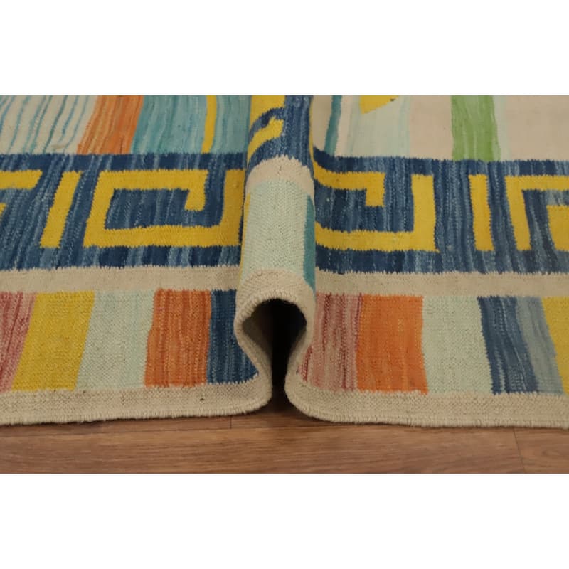Hand Woven Oriental 100% Wool Carpet Southwestern Tribal Multi-Colored Kilim Area Rug - 12' 0'' X 8' 9''