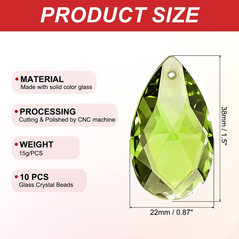 K9 Crystal Pendants Teardrop Beads, 10 Pack 38mm Chandelier Prisms DIY