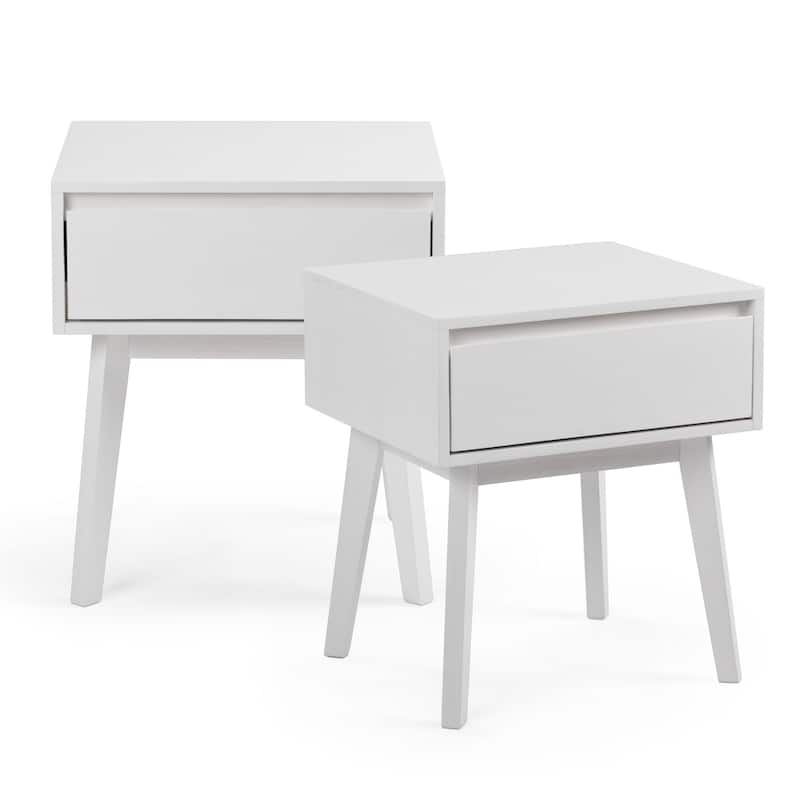 Max and Lily Scandinavian 1 -Drawer Nightstand - Set of 2 - White