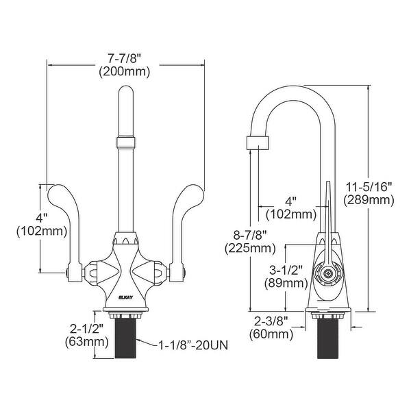 Shop Elkay Lk500gn04t4 1 5 Gpm Deck Mounted Double Handle Utility