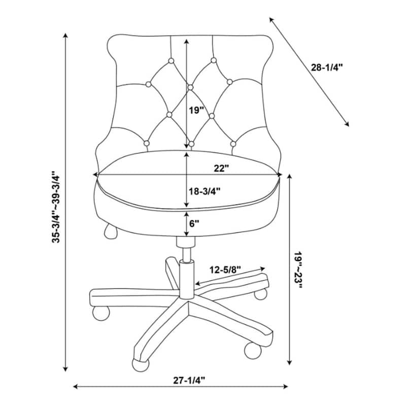 Tufted Plush Office Chair - 39" - Beige and Brown