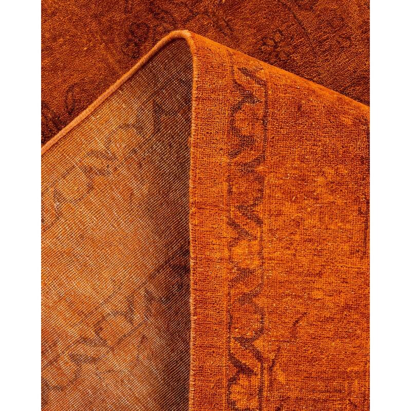 Overdyed, One-of-a-Kind Hand-Knotted Area Rug - Orange - 12' 4" x 17' 5"