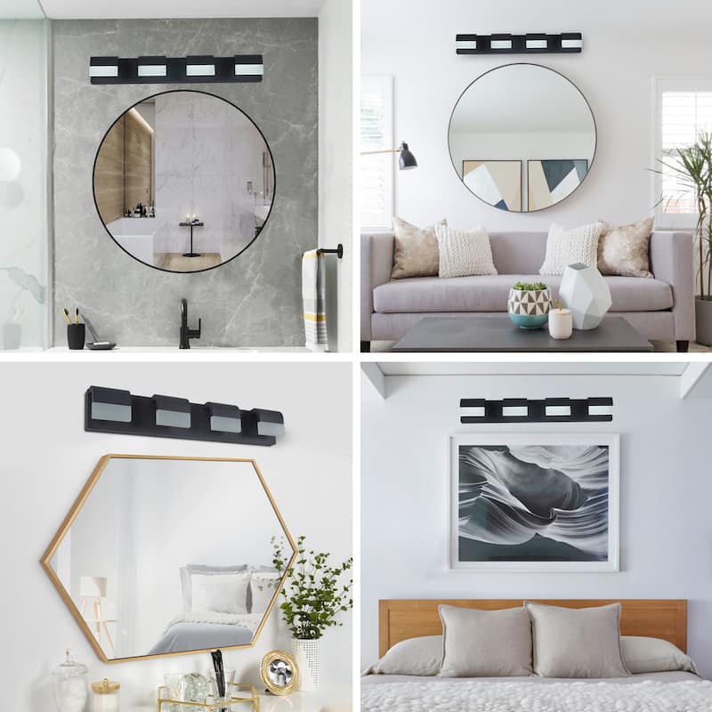4-Light Acrylic Matte Black Bathroom Vanity Mirror Light for Mirror, Shower, and Bathroom Decor
