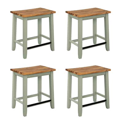 Gray Wood Farmhouse Rustic Counter Height Dining Stools (Set of 4) - 21.02x15x24inch(LXWXH)