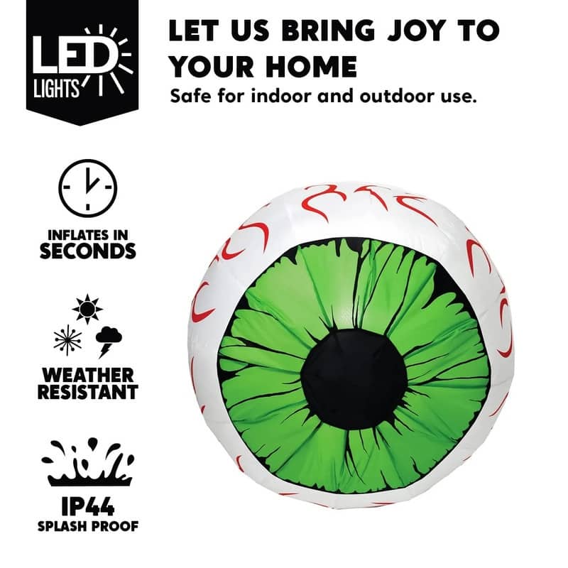 Joyfy 2 Pack Inflatable LED Green Eyeball Decorations
