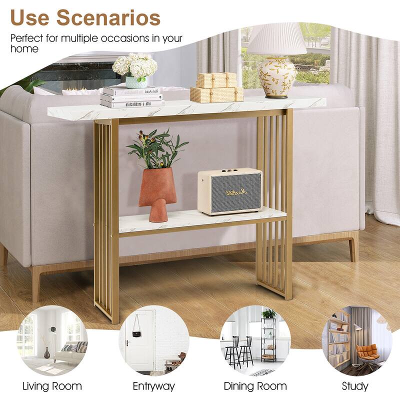 Gymax 48'' 2-Tier Entryway Hallway Console Table Couch Side Table for