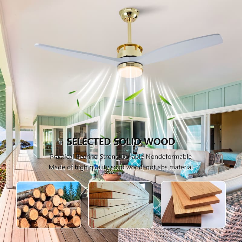 52" Ceiling Fans with Lights and Remote, 6 Speeds, Quiet DC Motor, Dimmable LED