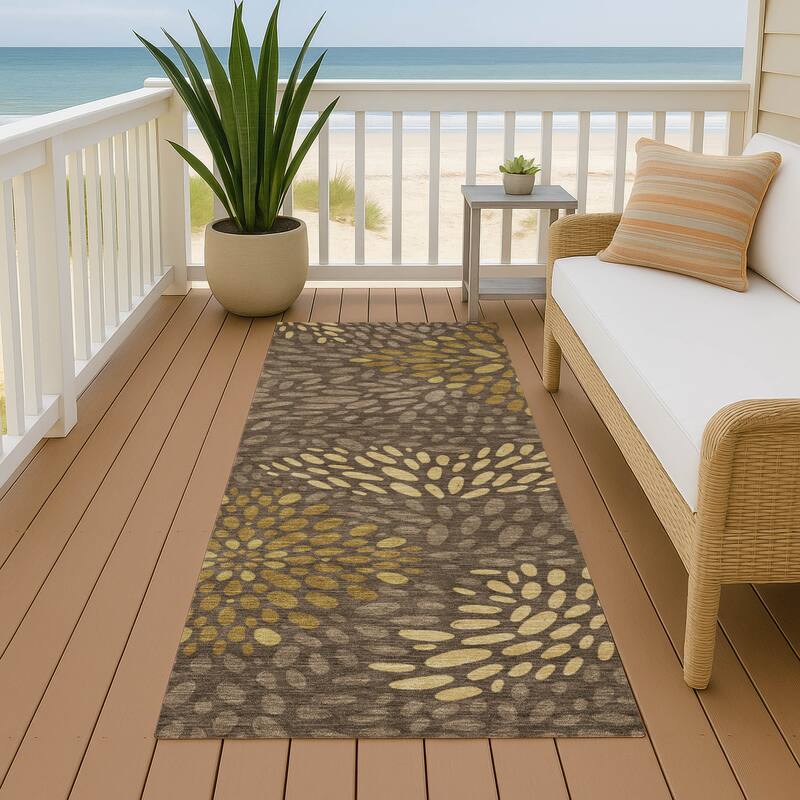 Machine Washable Indoor/ Outdoor Modern Genoa Chantille Rug - Chocolate - 2'3" x 7'6"