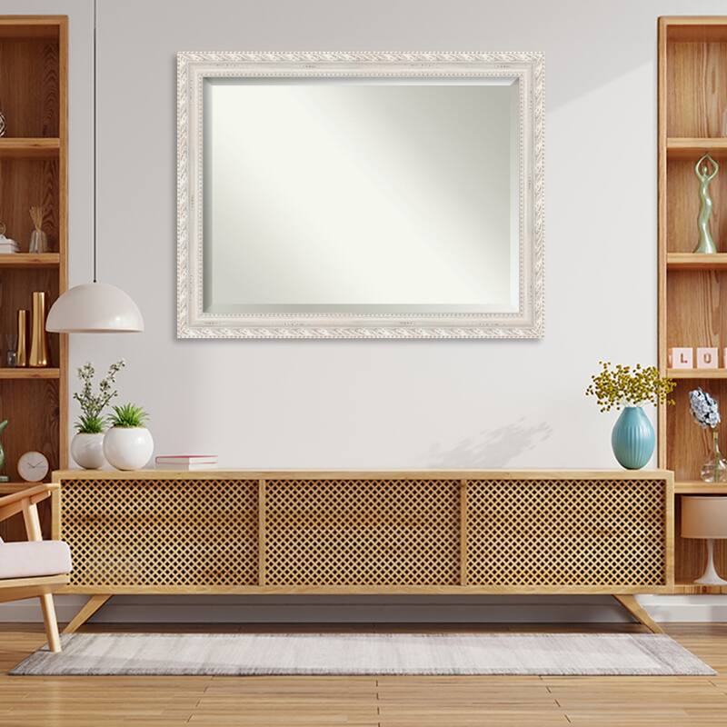 Opera Off White Beveled Wood Framed Wall Mirror - Opera Off White