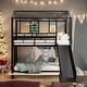 preview thumbnail 2 of 16, Stylish Twin Over Twin Metal House Bunk Bed With Slide, Sturdy Frame, Safety Ensured, Friendly Design, Black