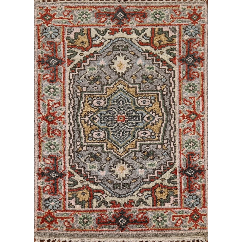 Gray Heriz Serapi Indian Accent Rug Handmade Wool Carpet - 2'0" x 3'0"