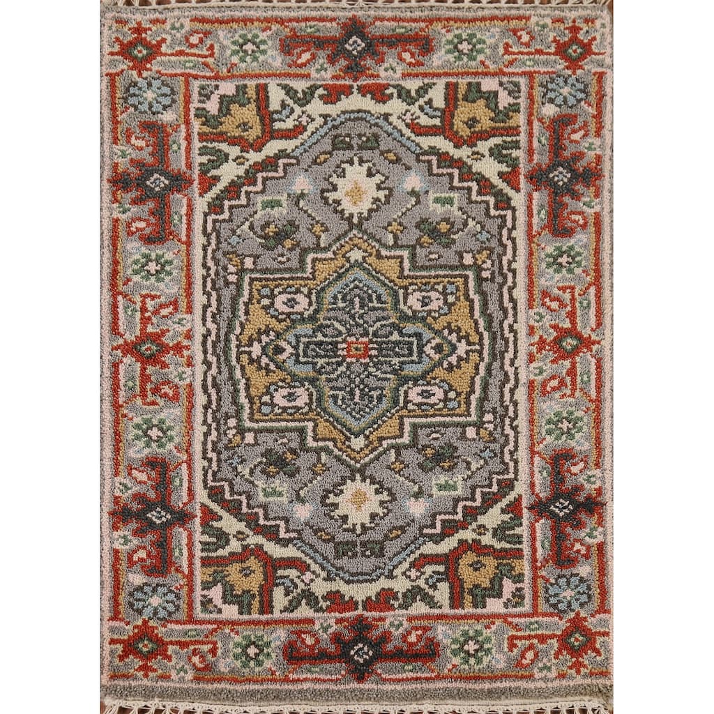 Gray Heriz Serapi Indian Accent Rug Handmade Wool Carpet - 2'0" x 3'0"
