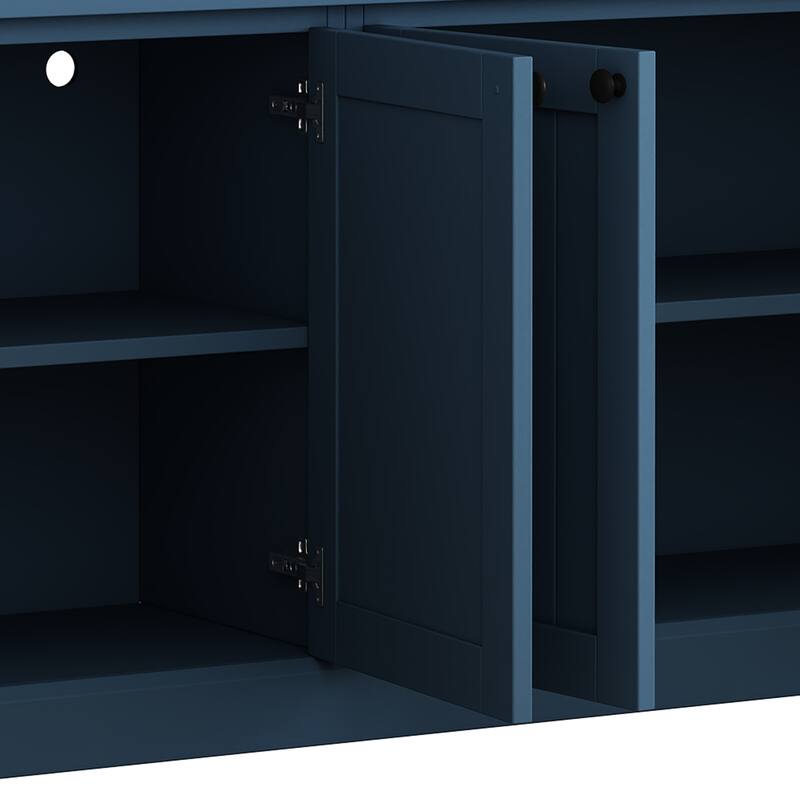 Modern Entertainment Wall Unit with Bridge, TV Stand for Up to 75" TVs, Large Media Console with Adjustable Shelves