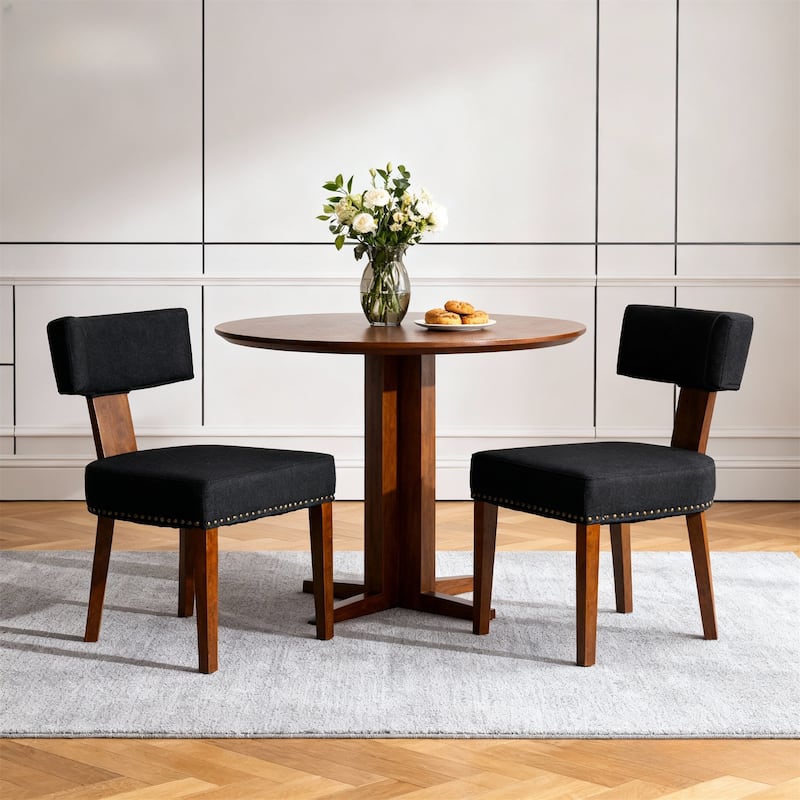 Set of 2 Mid-Century Modern Dining Room Chairs - Black