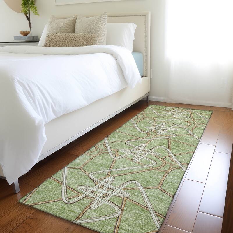 Premium Washable Super Soft Modern Maze Mayfield Rug - Aloe - 2'3" x 7'6"