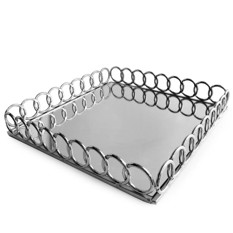 Accents by Jay Looped Mirror Tray - Silver