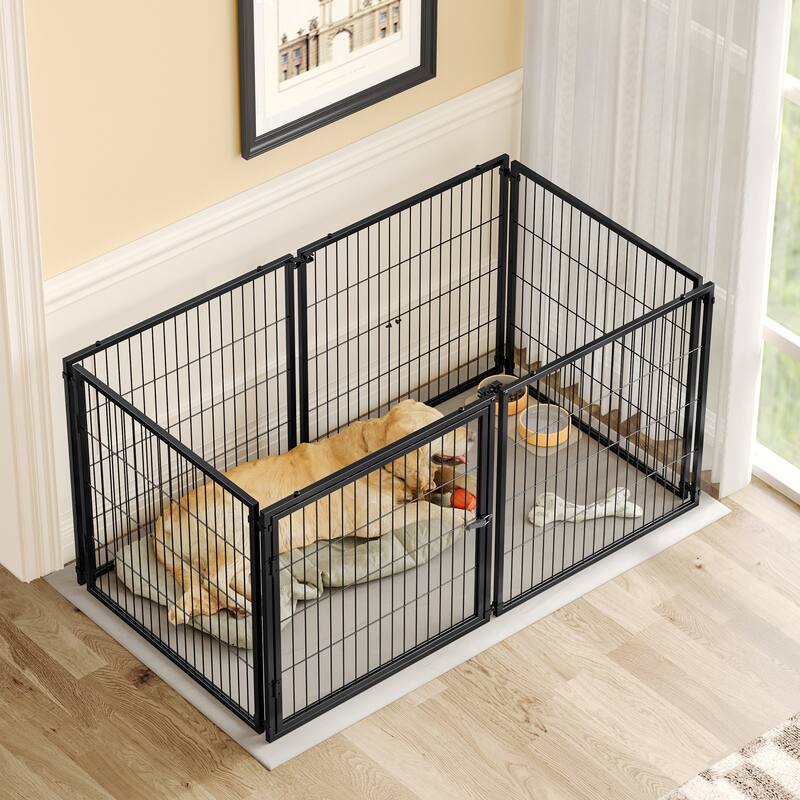 Large Dog Cage 63.7" Dog Kennel for Medium Dogs Puppy Dog Playpen with Top, Pet Cage, Indoor, Black, 63.7"L x 34.2"W x 31.7"H