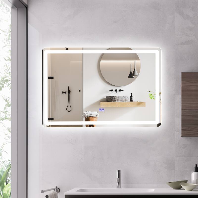 Frameless Wall Mounted LED Bathroom Mirror - Colorless
