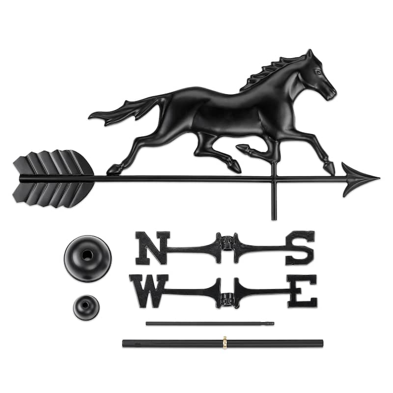 Modern Farmhouse-Inspired Trotting Horse Standard / Full Size Weathervane - Black Finish by Good Directions