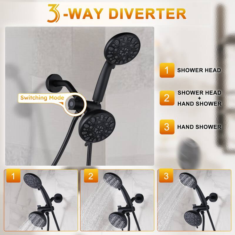 WOWOW Single-handle 7-Spray Dual Shower Head with Tub Spout