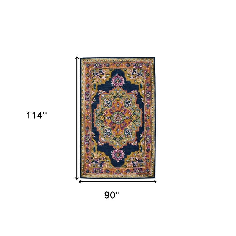 HomeRoots Medallion Bohemian Rectangle Area Rug