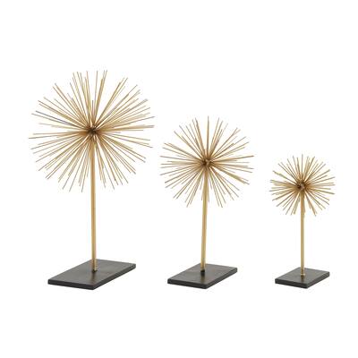 Metal Starburst Sculpture - Set of 3 Gold - CosmoLiving by Cosmopolitan - 6"W x 6"L x 11"H