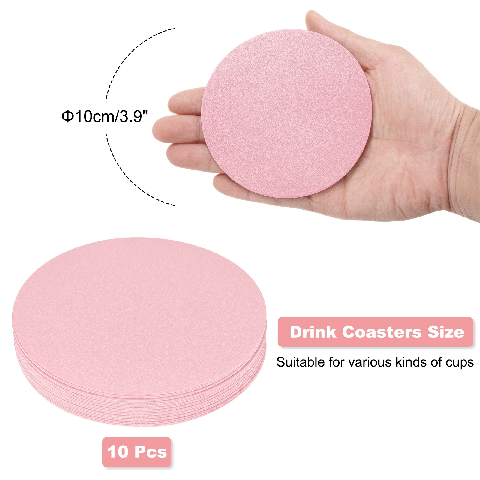 Round Drink Coasters Set of 10 Dual Sided 4"x4"