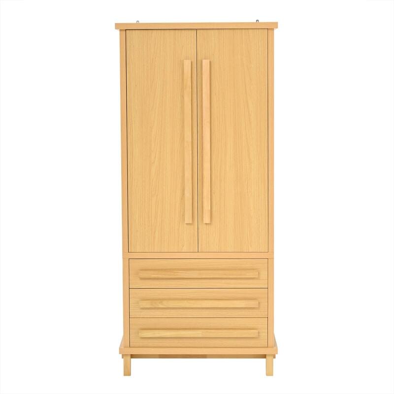 Farmhouse 70" Tall Kitchen Pantry Cabinet,Freestanding Wooden Kitchen Cupboard with 6 Door Shelves and 3 Drawers