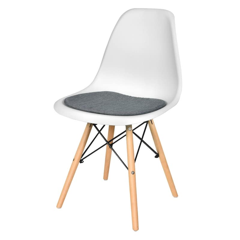 Set of 2 Ergonomic Dining Chairs with Soft Linen Cushion and Sturdy PP Seat and Wooden Frame - 18" x 19" x 33" (W x D x H)