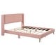 preview thumbnail 25 of 28, Queen Size Corduroy Upholstered Platform Bed with Wingback Headboard