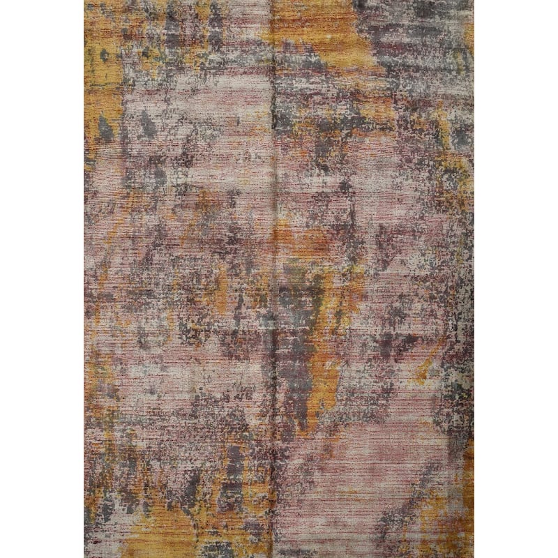 Hand Knotted Oriental Viscose Silk Carpet Modern Abstract Multi-Colored Abstract Area Rug - 8' 3'' X 6' 10''