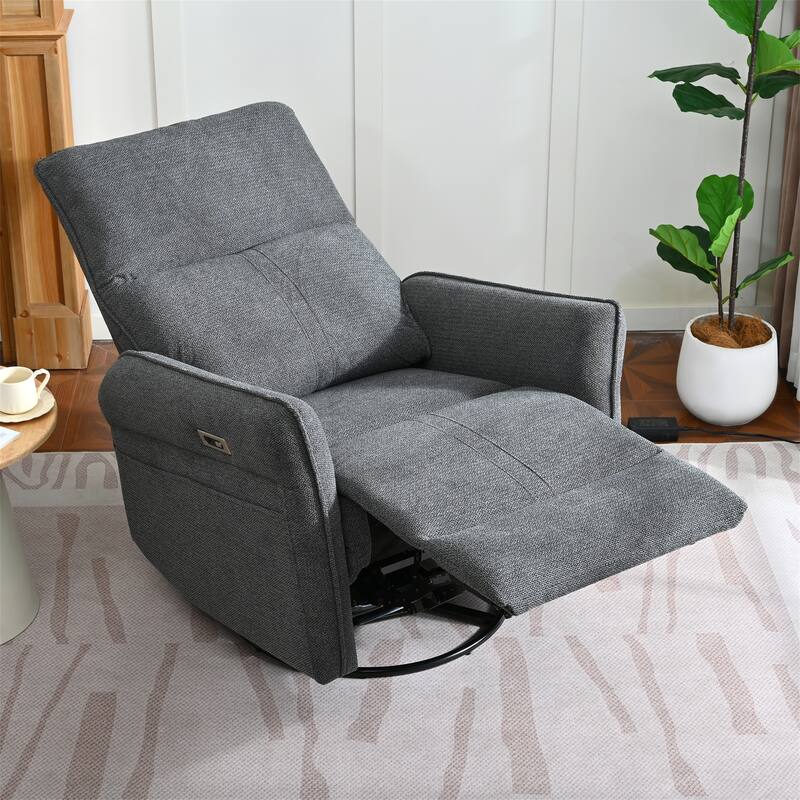 Anmytek 270 Degree Power Swivel Rocker Recliner Comfortable Upholstered Nursery Glider Single Chair