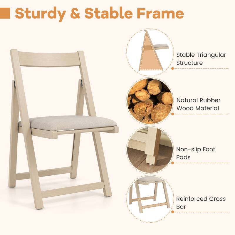 Gymax Upholstered Dining Chair Set of 4 w/ Curved Backrest Rubber Wood