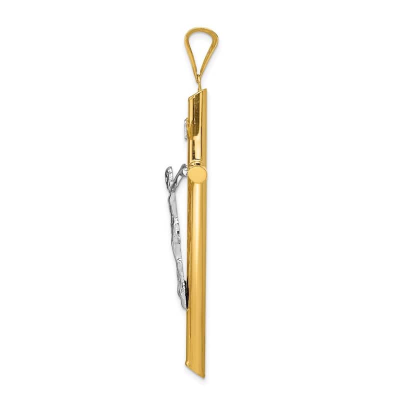 Curata 14k Two-tone Gold 18" 59x39mm Large Mens INRI Jesus Crucifix Necklace