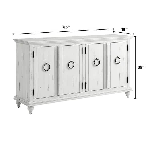 dimension image slide 1 of 3, Central Park 65-inch Solid Wood 4-door TV Stand Console - 35 inches high x 65 inches wide x 18 inches deep