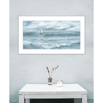 TrendyDecor4U Coastal "Three Sailboats" Framed Print Wall Art