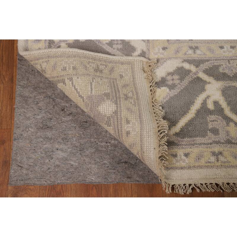 Floral Ivory Oushak Indian Area Rug Hand-Knotted Wool Carpet - 8'3" x 9'8"