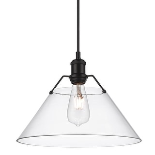 Yep by Golden Lighting Orwell 1-light 14in Pendant in Matte Black and Clear Glass